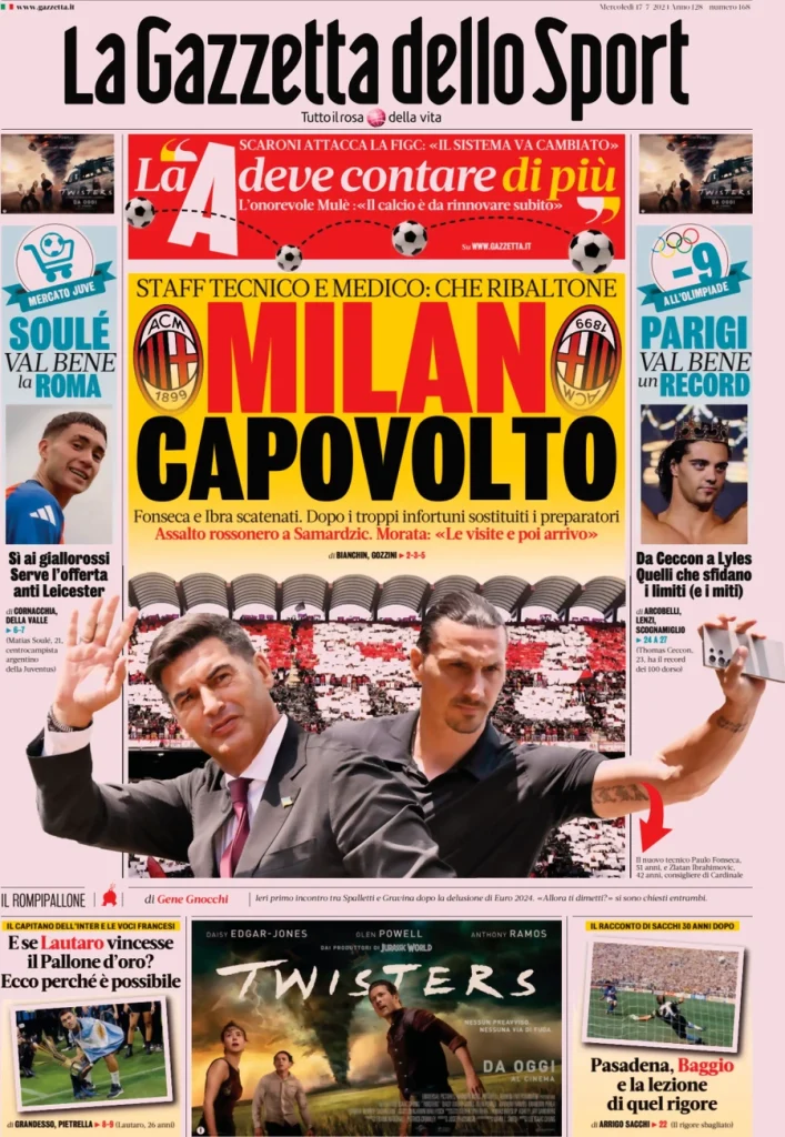 Le prime pagine dei principali quotidiani sportivi – 17 luglio 27 la gazzetta dello sport 050804204