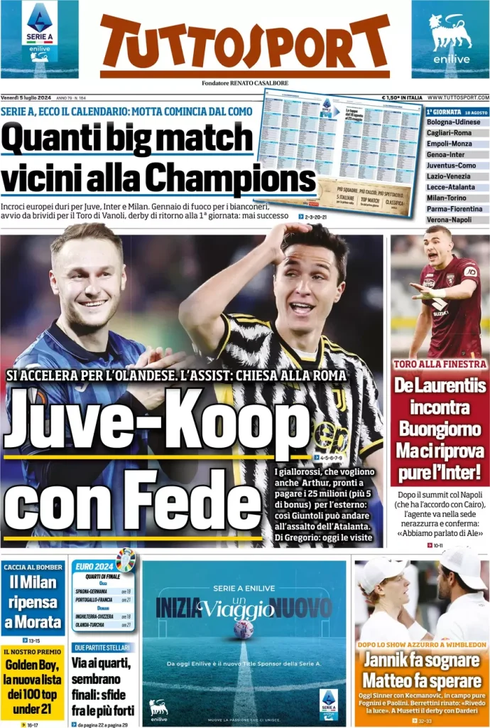 Le prime pagine dei principali quotidiani sportivi – 5 luglio 29 tuttosport 020310150