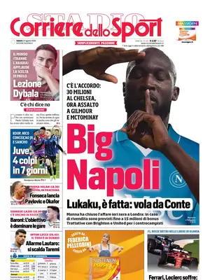 Le prime pagine dei principali quotidiani sportivi – 24 agosto 28 corriere dello sport 021216201