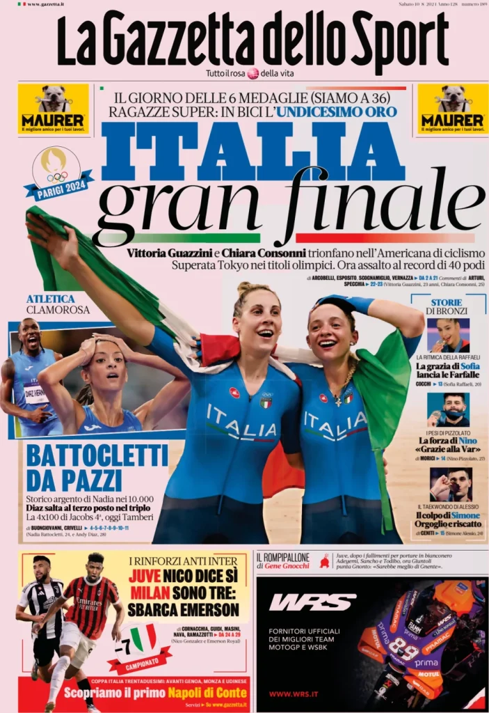 Le prime pagine dei principali quotidiani sportivi – 10 agosto 27 la gazzetta dello sport 050803736