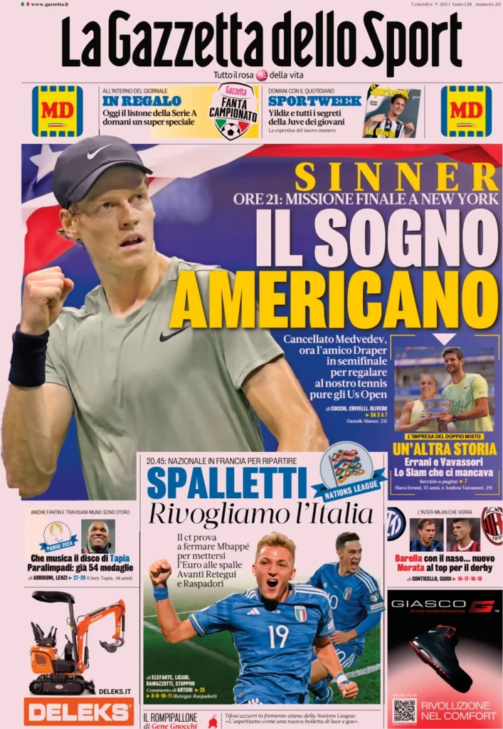 Le prime pagine dei principali quotidiani sportivi – 6 settembre 27 la gazzetta dello sport 051203819