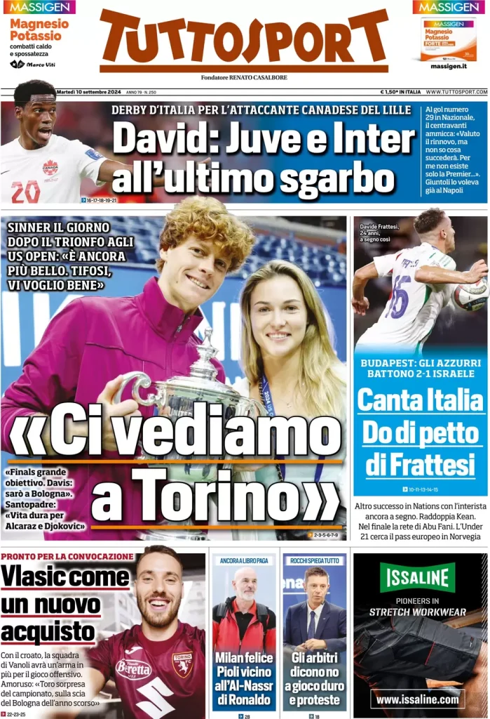 Le prime pagine dei principali quotidiani sportivi – 10 settembre 29 tuttosport 021206954