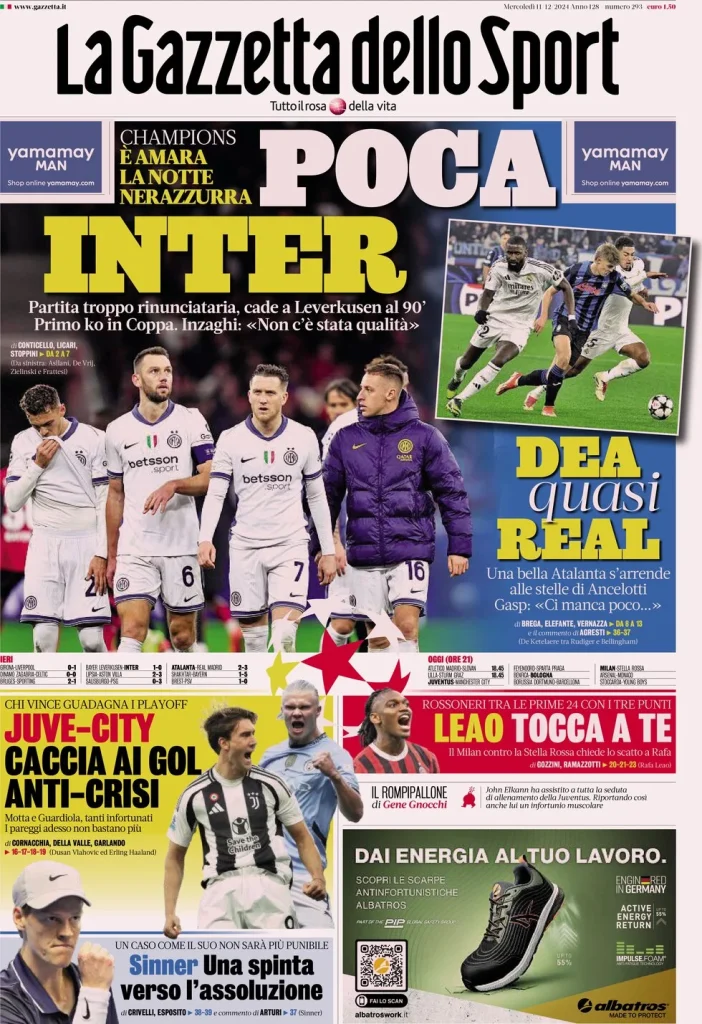 Le prime pagine dei principali quotidiani sportivi – 11 dicembre 27 la gazzetta dello sport 053632852