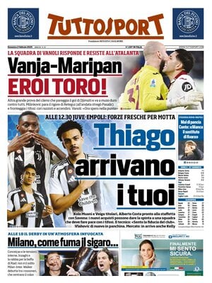 Le prime pagine dei principali quotidiani sportivi – 2 febbraio 29 tuttosport 021205592
