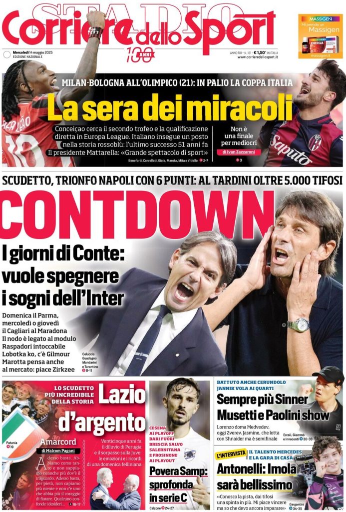 Rassegna stampa Cagliari: le prime pagine dei quotidiani sportivi - 14 maggio 2025 28 corriere dello sport 021209460