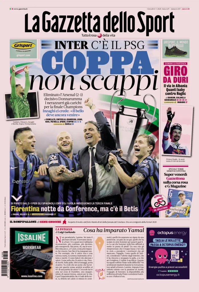 Rassegna stampa Cagliari: le prime pagine dei quotidiani sportivi - 08 maggio 2025 27 la gazzetta dello sport 060822901