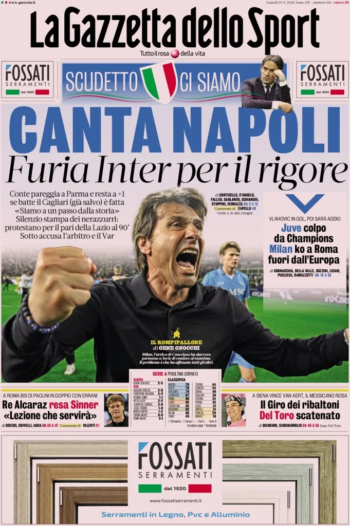Rassegna stampa Cagliari: le prime pagine dei quotidiani sportivi - 19 maggio 2025 27 la gazzetta dello sport 072829969