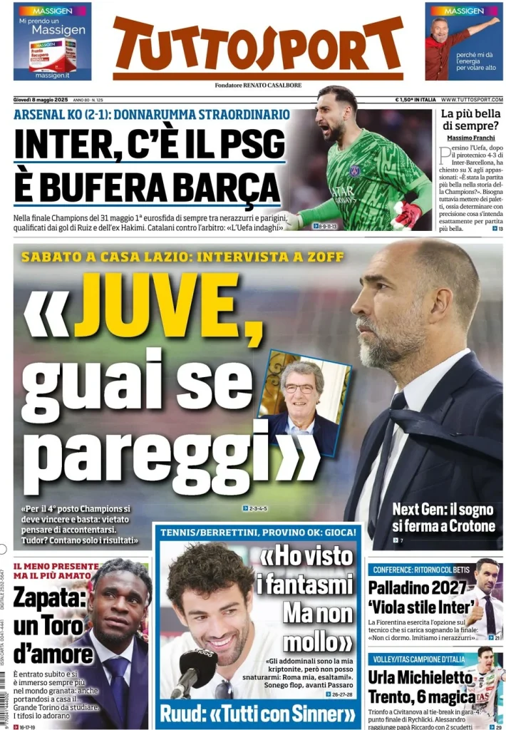 Rassegna stampa Cagliari: le prime pagine dei quotidiani sportivi - 08 maggio 2025 29 tuttosport 021204122