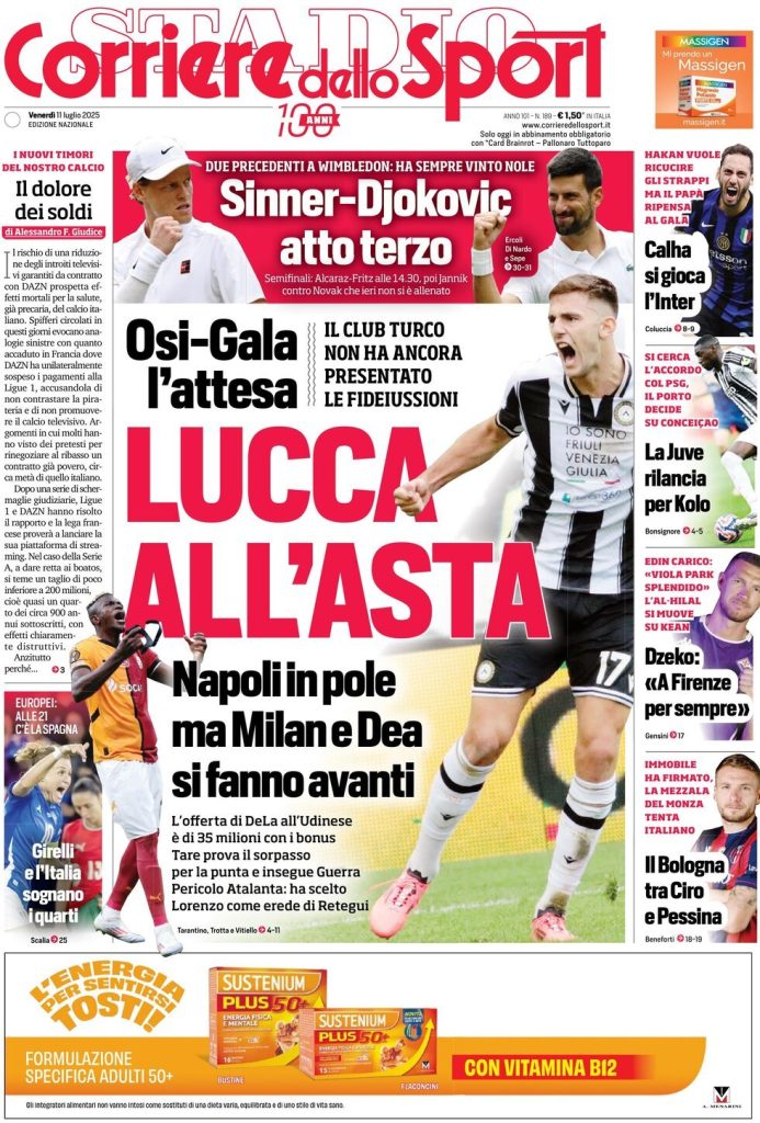 Rassegna stampa Cagliari: prime pagine quotidiani sportivi - 11 luglio 2025 28 corriere dello sport 021211723
