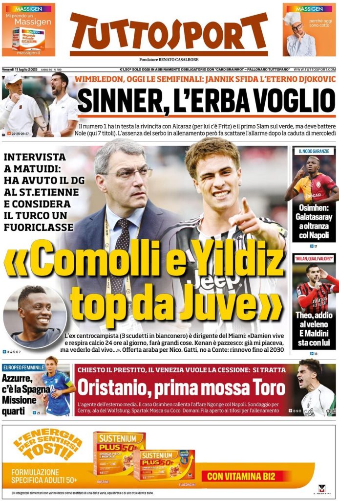Rassegna stampa Cagliari: prime pagine quotidiani sportivi - 11 luglio 2025 27 tuttosport 021204589