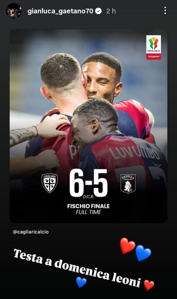 Cagliari, Gaetano celebra il successo in Coppa Italia: «Testa a domenica, leoni!» - FOTO 27 Immagine WhatsApp 2025 08 17 ore 12.57.16 ac893b7e