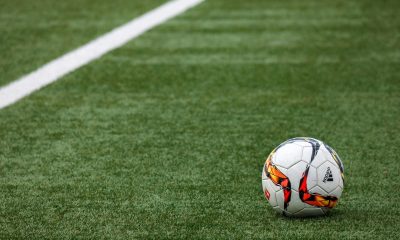 a football ball on a field
