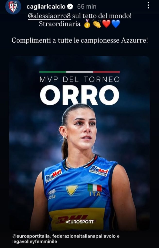 Cagliari, l'omaggio del club rossoblù a Orro e all'Italvolley: il messaggio social - FOTO 27 Immagine WhatsApp 2025 09 07 ore 19.02.06 c6f5d0a2
