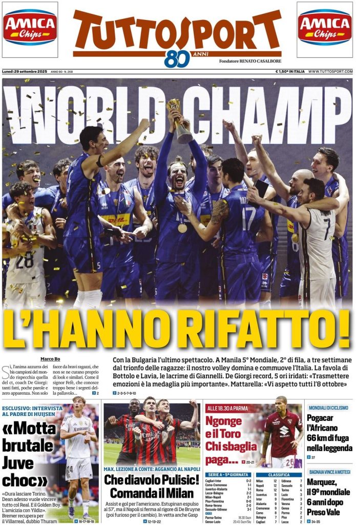 Rassegna stampa Cagliari: prime pagine quotidiani sportivi - 29 settembre 2025 27 tuttosport 021203zr9