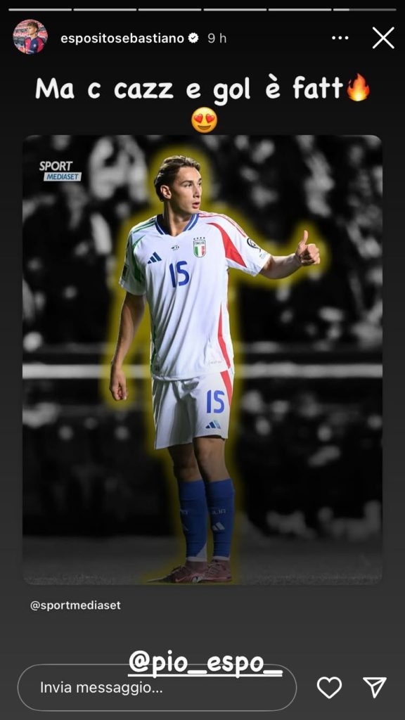 Estonia Italia, che talento Esposito! Il fratello Seba si congratula per la rete siglata - FOTO 27 WhatsApp Image 2025 10 12 at 07.14.36
