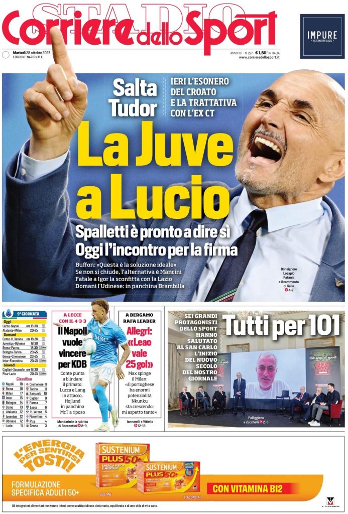 Rassegna stampa Cagliari: prime pagine quotidiani sportivi - 28 ottobre 2025 28 corriere dello sport 021208lhn