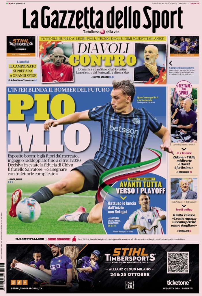 Rassegna stampa Cagliari: prime pagine quotidiani sportivi - 13 ottobre 2025 29 la gazzetta dello sport 031511239