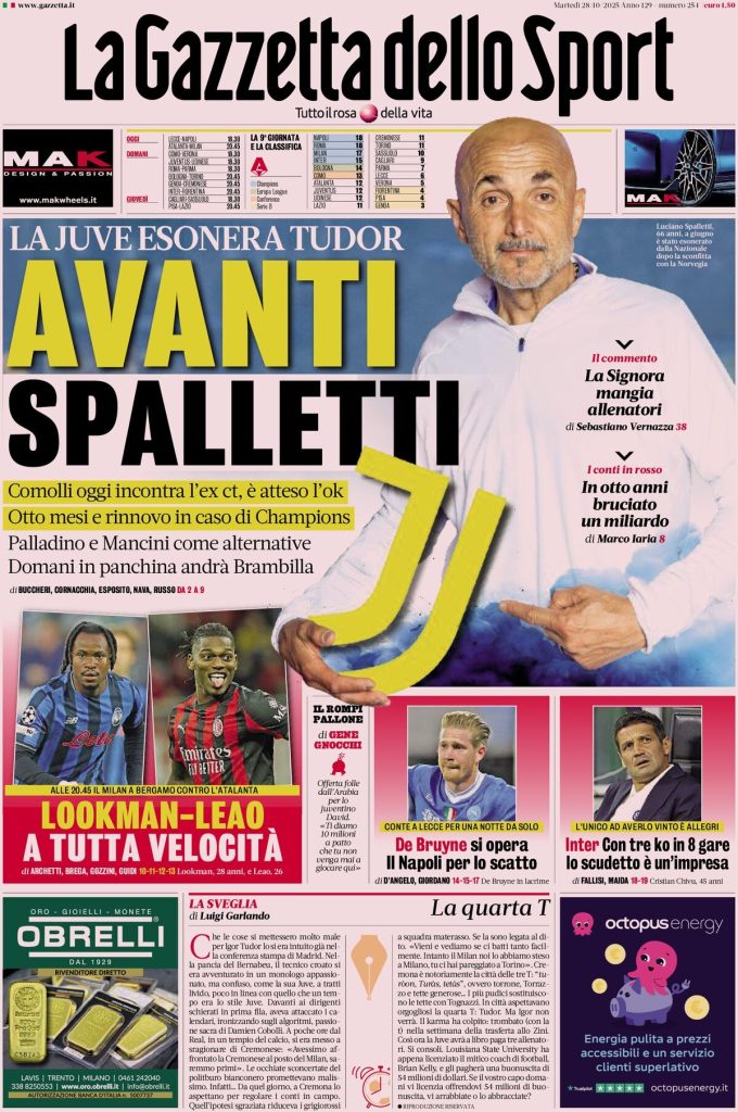 Rassegna stampa Cagliari: prime pagine quotidiani sportivi - 28 ottobre 2025 29 la gazzetta dello sport 0658183df