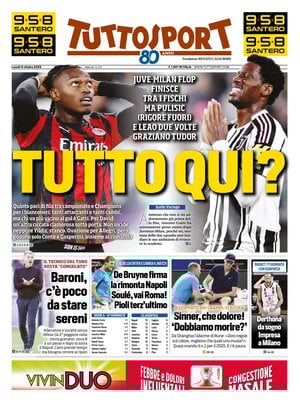 Le prime pagine dei principali quotidiani sportivi – 6 ottobre 29 tuttosport 0212038gq