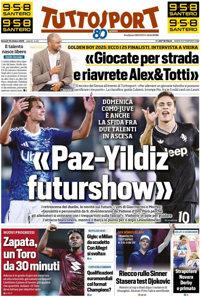 Rassegna stampa Cagliari: prime pagine quotidiani sportivi - 16 ottobre 2025 27 tuttosport 0212056te