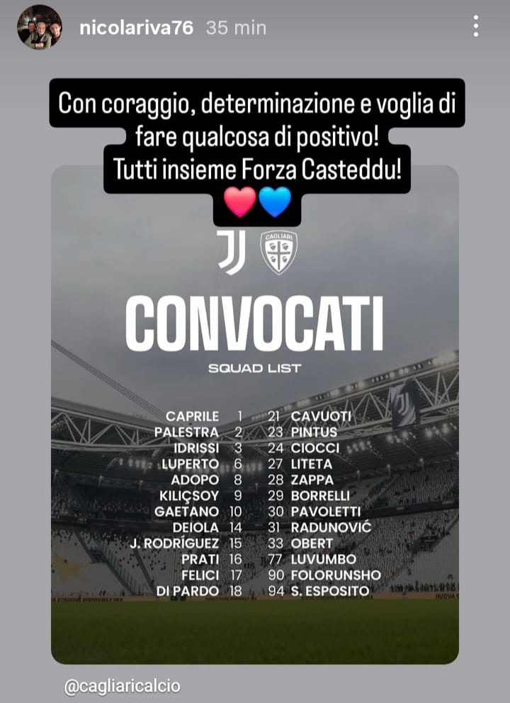 Nicola Riva verso Juventus Cagliari: «Tutti insieme per fare qualcosa di positivo!» - FOTO 27 Immagine WhatsApp 2025 11 29 ore 11.26.08 fbe2b067