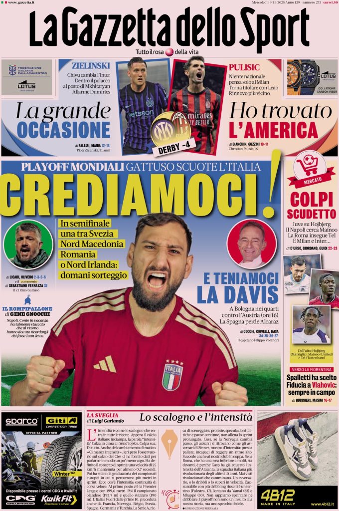 Rassegna stampa Cagliari: prime pagine quotidiani sportivi - 19 novembre 2025 29 la gazzetta dello sport 055841kzh