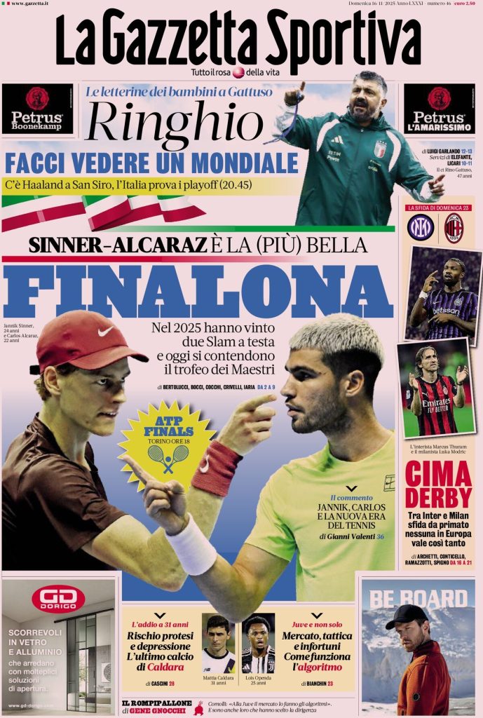 Rassegna stampa Cagliari: prime pagine quotidiani sportivi - 16 novembre 2025 29 la gazzetta dello sport 065818xk0