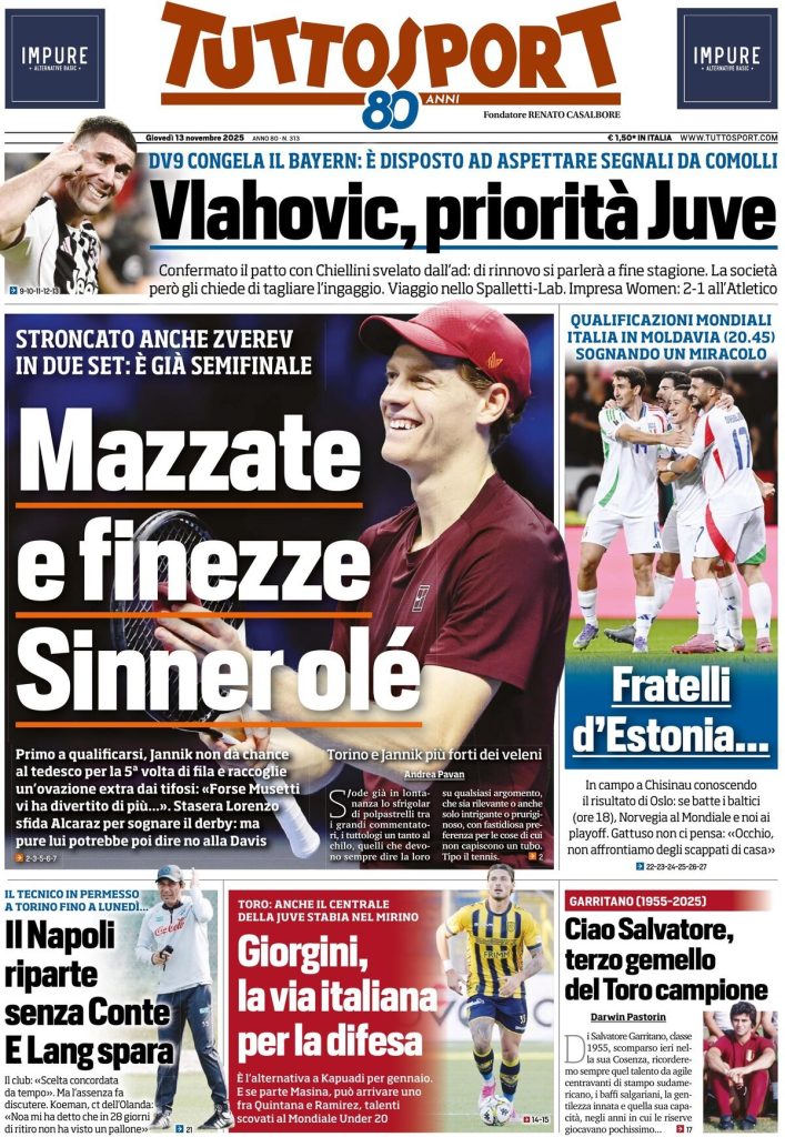 Rassegna stampa Cagliari: prime pagine quotidiani sportivi - 13 novembre 2025 27 tuttosport 0212043bi