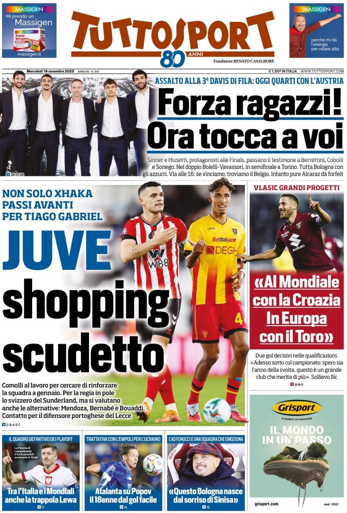 Rassegna stampa Cagliari: prime pagine quotidiani sportivi - 19 novembre 2025 27 tuttosport 021204ple