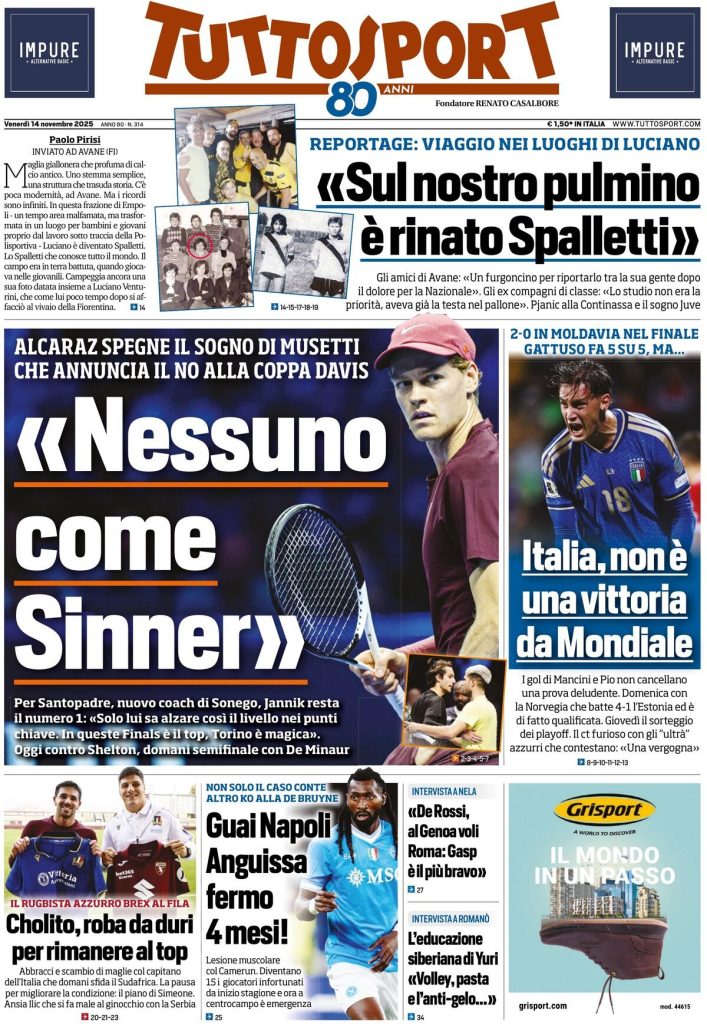 Rassegna stampa Cagliari: prime pagine quotidiani sportivi - 14 novembre 2025 27 tuttosport 021204u9c