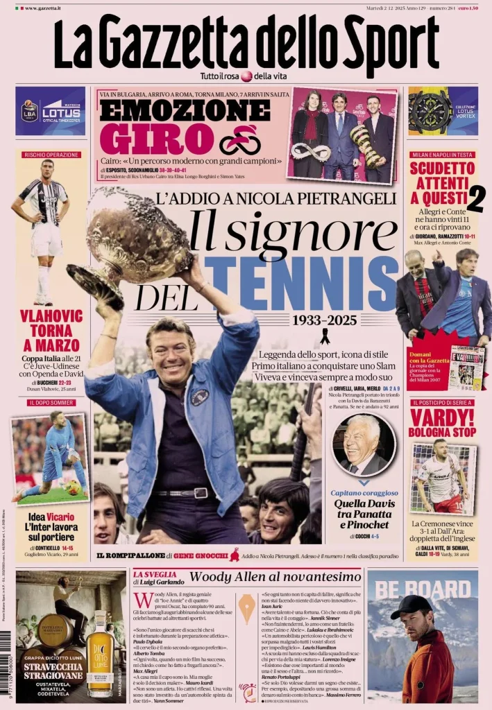 Rassegna stampa Cagliari: prime pagine quotidiani sportivi - 2 dicembre 2025 29 la gazzetta dello sport 060411k9f