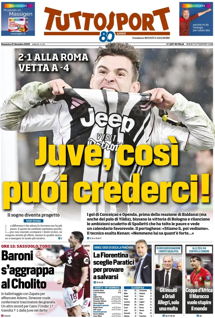 Le prime pagine dei principali quotidiani sportivi – 21 dicembre 29 tuttosport 020305cht5j3b