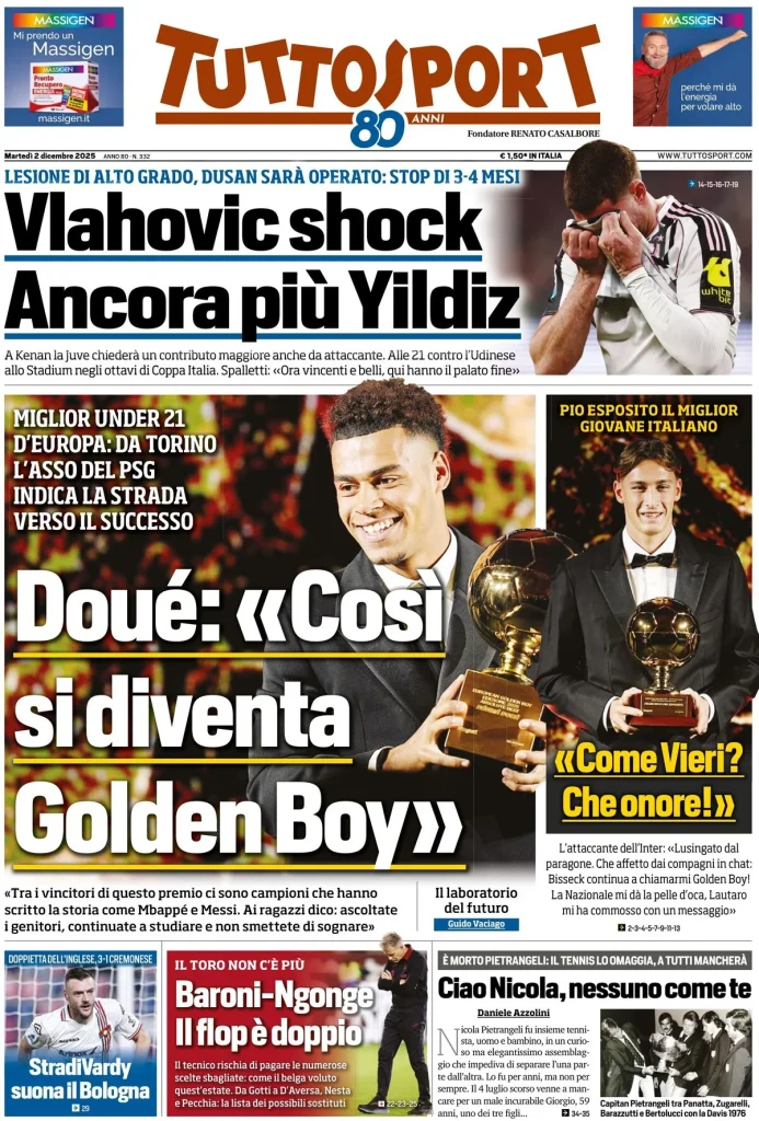 Rassegna stampa Cagliari: prime pagine quotidiani sportivi - 2 dicembre 2025 27 tuttosport 060135hlo