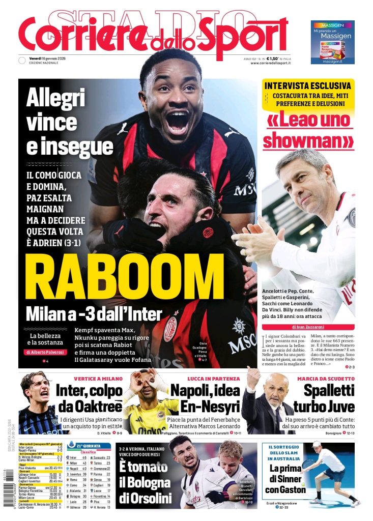 Rassegna stampa Cagliari: prime pagine quotidiani sportivi - 16 gennaio 2026 28 1000180729