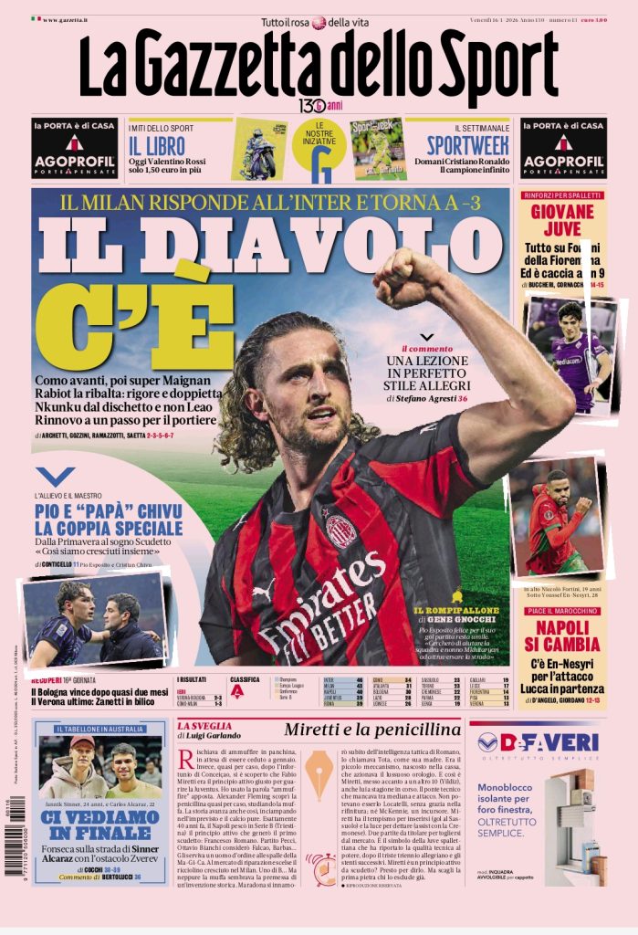 Rassegna stampa Cagliari: prime pagine quotidiani sportivi - 16 gennaio 2026 27 1000180731