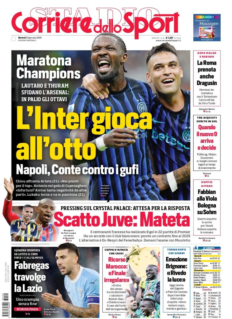 Rassegna stampa Cagliari: prime pagine quotidiani sportivi - 20 gennaio 2026 28 image 1