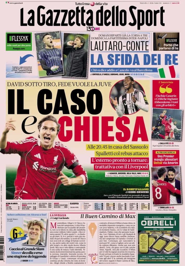 Le prime pagine dei principali quotidiani sportivi – 6 gennaio 27 la gazzetta dello sport 031803whs4bg5