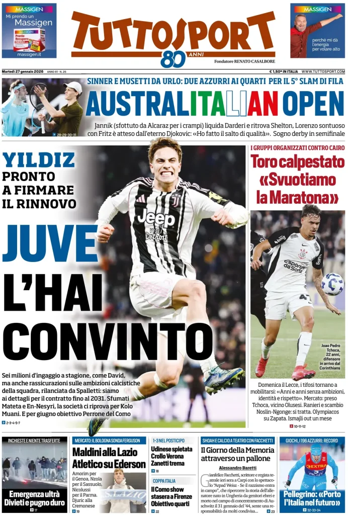Rassegna stampa Cagliari: prime pagine quotidiani sportivi - 27 gennaio 2026 27 tuttosport 021012lod83bq