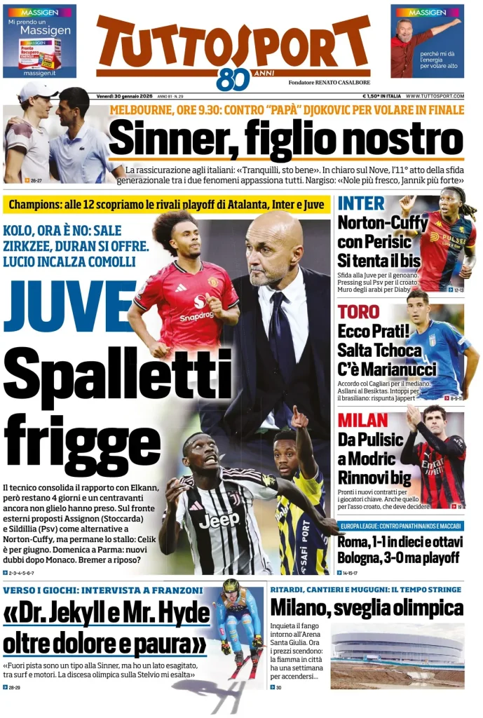 Rassegna stampa Cagliari: prime pagine quotidiani sportivi - 30 gennaio 2026 27 tuttosport 052645utt5sn6