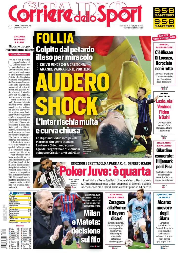Le prime pagine dei principali quotidiani sportivi – 2 febbraio 2026 28 image 1
