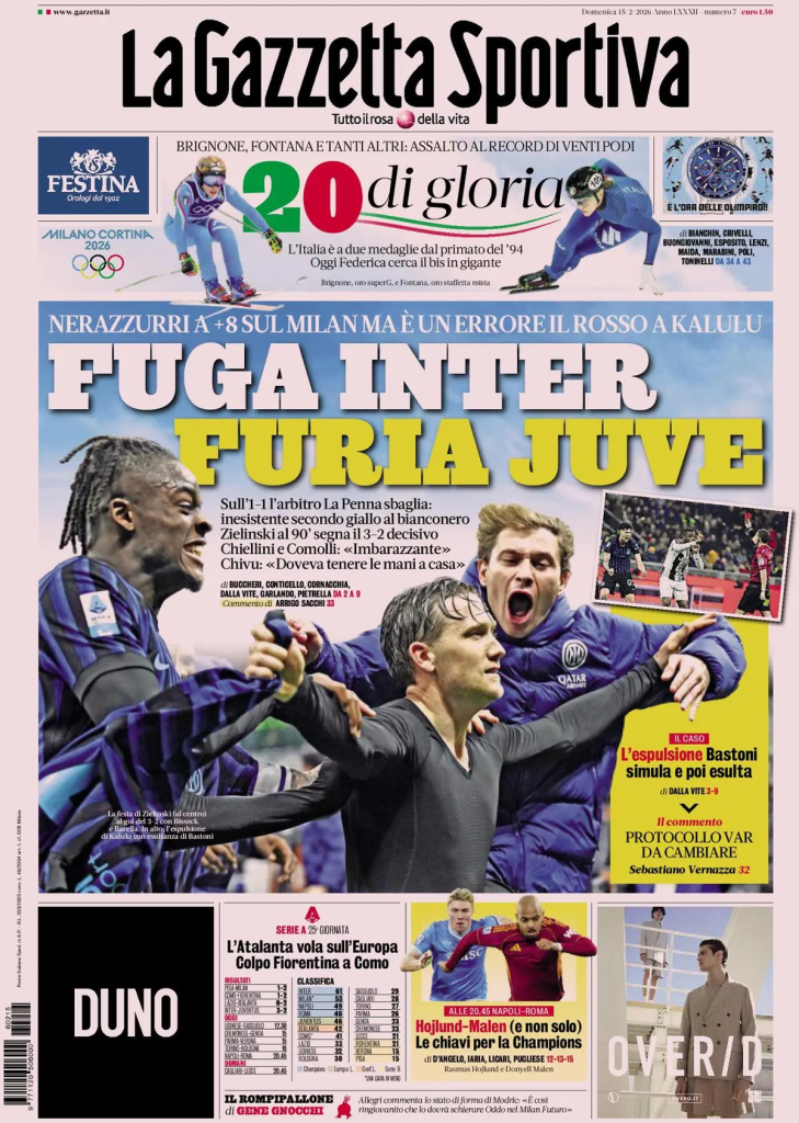 Le prime pagine dei principali quotidiani sportivi – 15 febbraio 27 image 17
