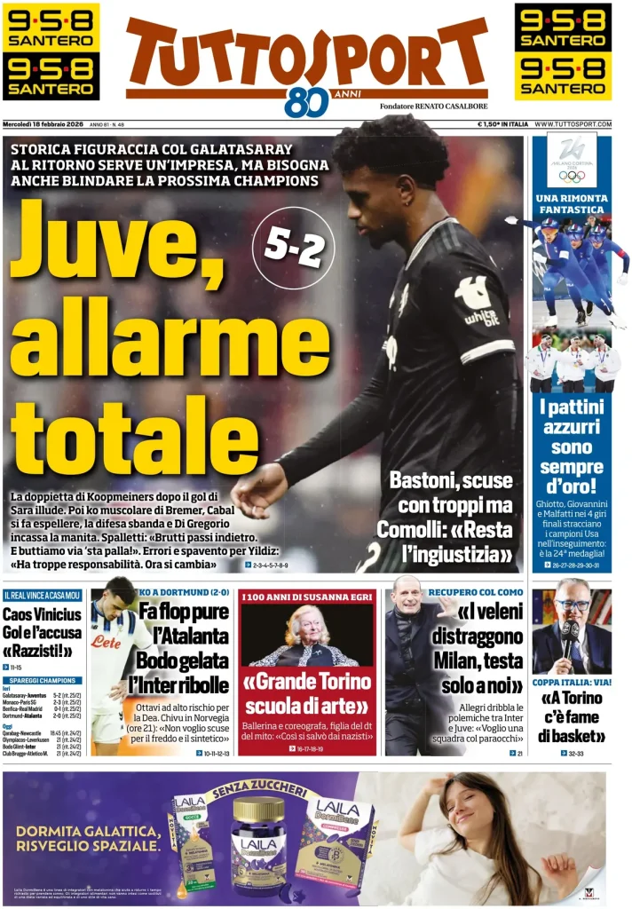 Rassegna stampa Cagliari: prime pagine quotidiani sportivi - 18 febbraio 2026 27 tuttosport 020831hj8nimb