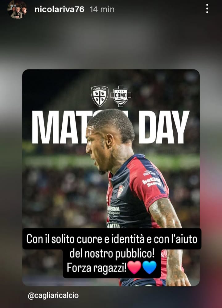 Nicola Riva verso Cagliari Como: «Con il solito cuore e con l'aiuto del nostro pubblico!» - VIDEO 27 Nicola Riva social