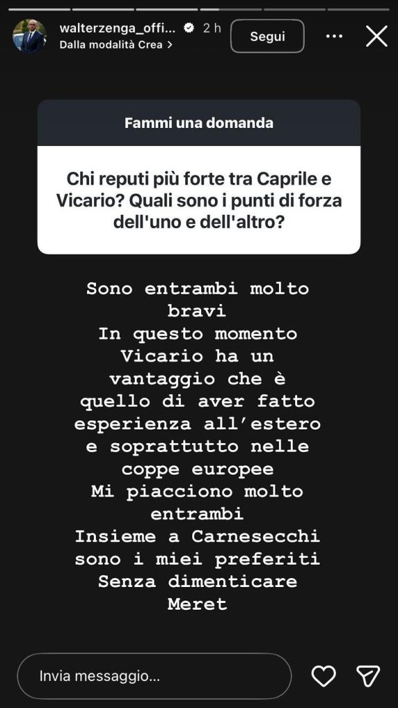 Zenga: «Caprile e Vicario sono alquanto bravi e mi piacciono molto» 27 WhatsApp Image 2026 03 29 at 20.29.50