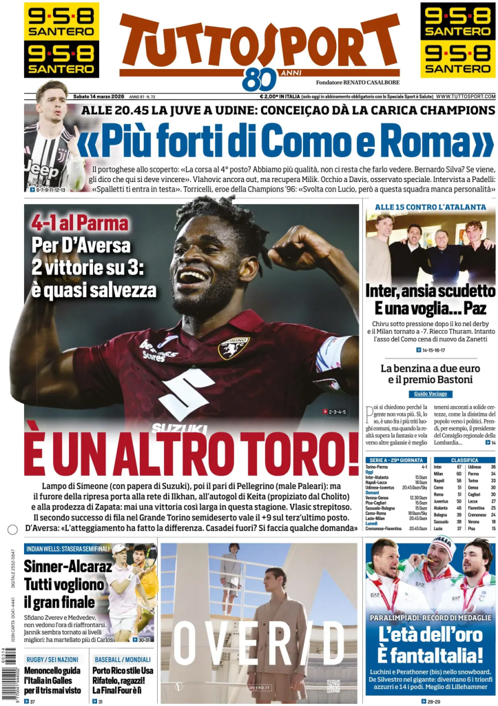 Rassegna stampa Cagliari: prime pagine quotidiani sportivi - 14 marzo 2026 29 image 19