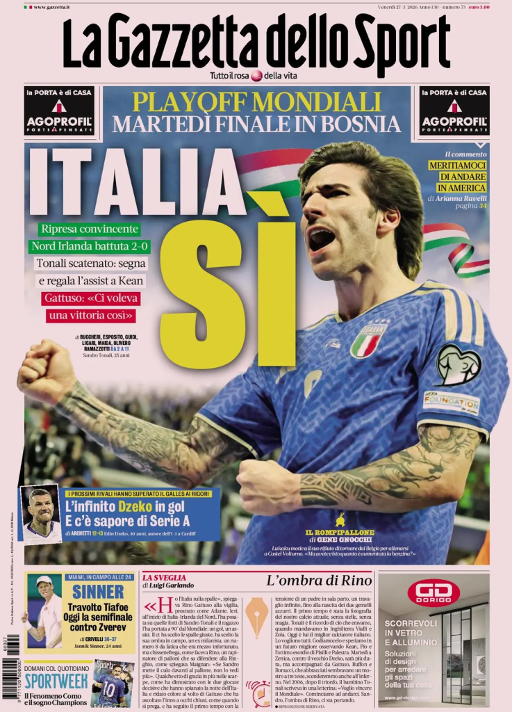 Le prime pagine dei principali quotidiani sportivi – 27 marzo 2026 27 image 29