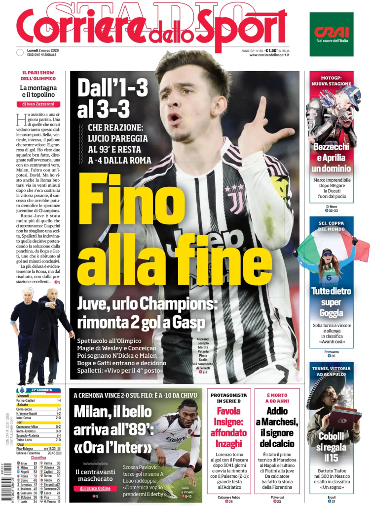 Le prime pagine dei principali quotidiani sportivi – 2 marzo 28 image 4