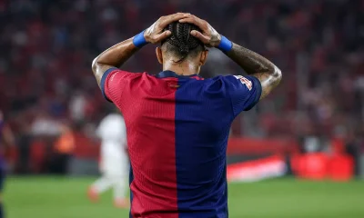 L'infortunio in Nazionale è davvero serio: salta (almeno) le prossime OTTO partite 31 Raphinha con le mani in testa, immagina creata con intelligenza artificiale