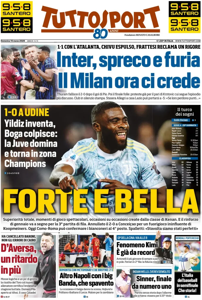 Le prime pagine dei principali quotidiani sportivi – 15 marzo 27 tuttosport 0215249x31jud