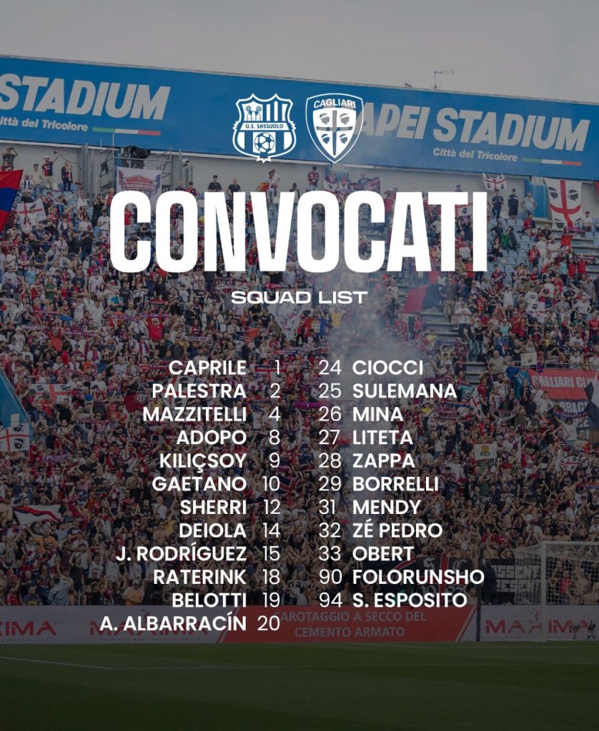 Convocati Cagliari: la scelta di Pisacane su Borrelli e Belotti. C'è anche Mendy 27 Convocati Cagliari